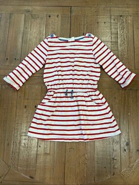 Mini Boden tie waist red and white stripe dress girls 4-5 years